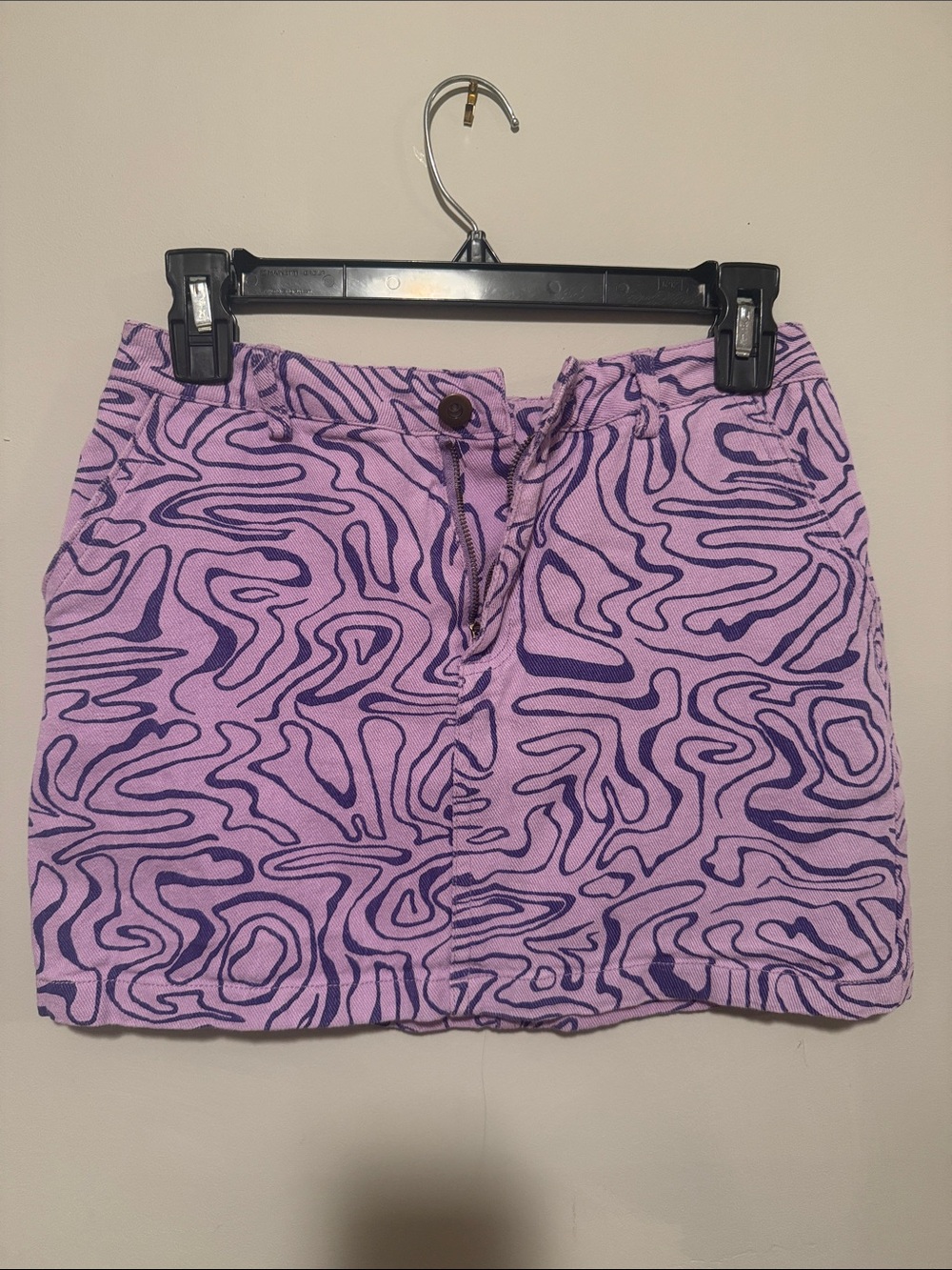 Lilac Patterned Mini Skirt - Women's Purple Swirl Design